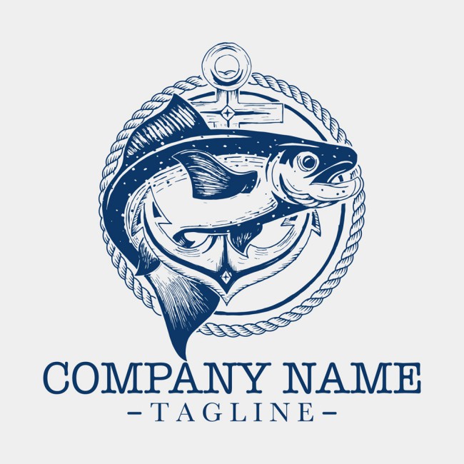 彩绘鱼商务公司标志矢量素材素材天