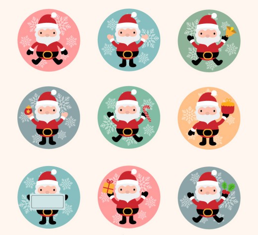 9款圆形卡通圣诞老人图标矢量素材素材中国网精选