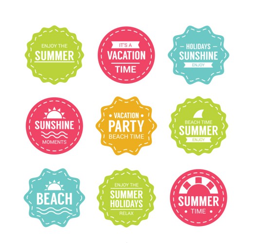 9款清新彩色夏季度假标签矢量图16设计网精选