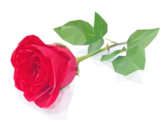 单支红色玫瑰花矢量素材普贤居素材网精选