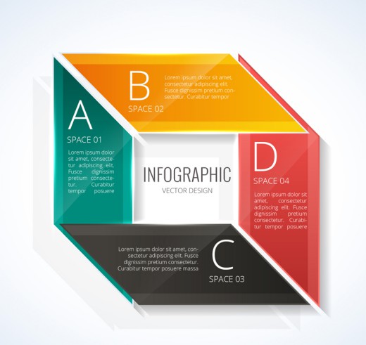 彩色方形商务信息图矢量素材16素材网精选