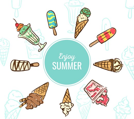 彩绘夏季雪糕矢量素材16设计网精选