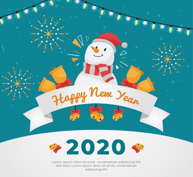 2020年可爱新年雪人矢量素材普贤居素材网精选