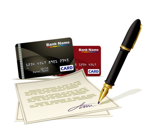 信用卡与签字笔矢量素材16素材网精