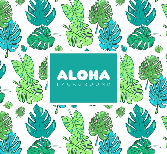 彩绘夏威夷树叶无缝背景矢量素材16图库网精选