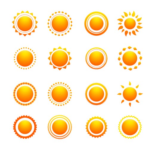 16款黄色太阳图标矢量素材16设计网精选