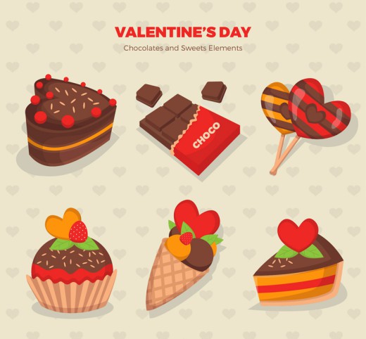 6款精致情人节巧克力甜点矢量素材素材中国网精选