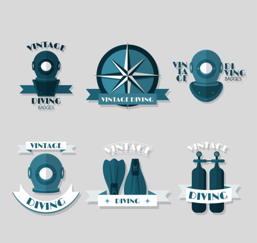 6款创意潜水元素徽章矢量素材16设计网精选
