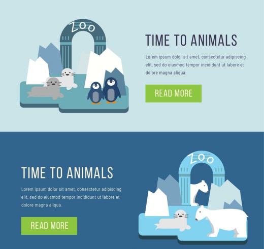 2款动物园南北极动物banner矢量图16设计网精选