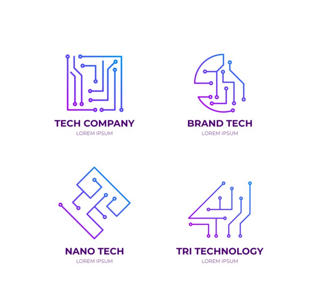 4款创意科技标志矢量素材16图库网精选