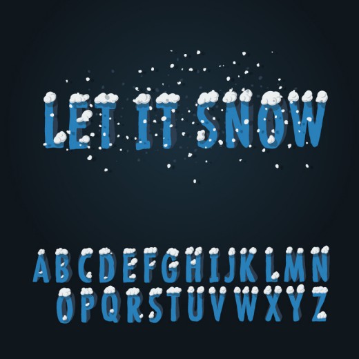 冬季风格英文字母设计矢量素材16素