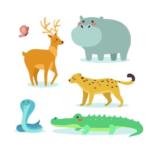 6款卡通野生动物矢量素材16图库网