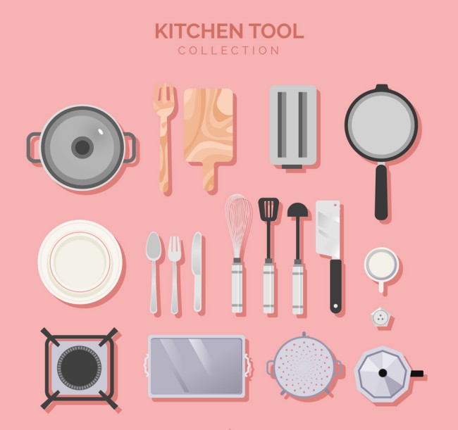 19款创意厨房用品俯视图矢量素材素材天下精选