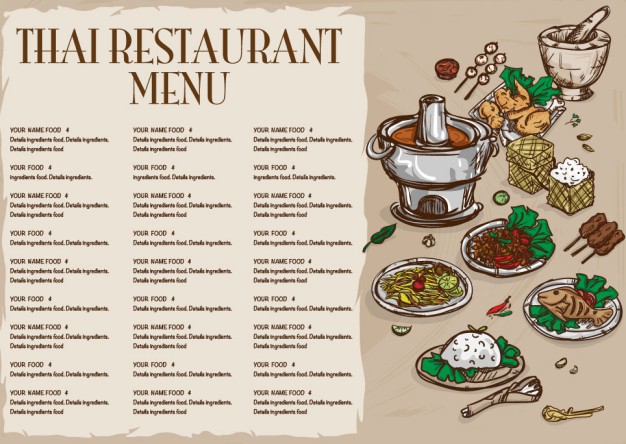 彩绘泰国餐馆菜单矢量素材16设计网