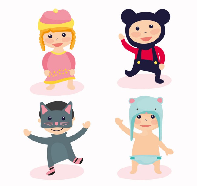 4款卡通装扮儿童矢量素材素材中国网精选