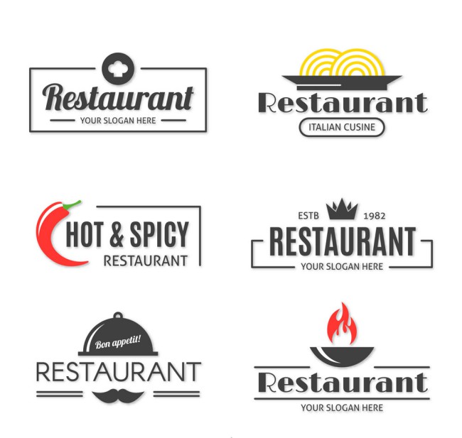 6款质感餐馆标志设计矢量素材16图库网精选