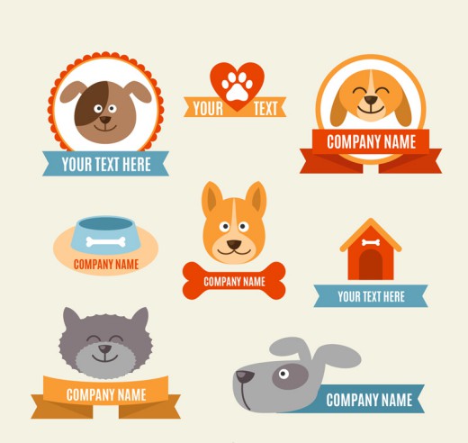 8款创意宠物标签矢量素材16设计网精选