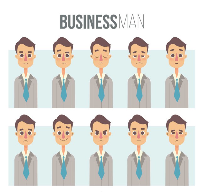10款创意商务男子表情矢量素材16图库网精选