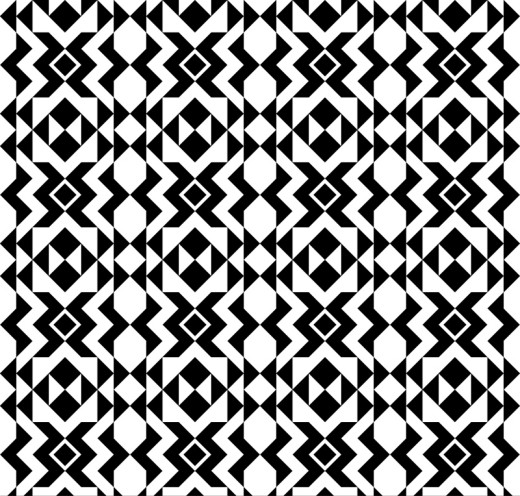 黑白花纹无缝背景矢量素材16设计网