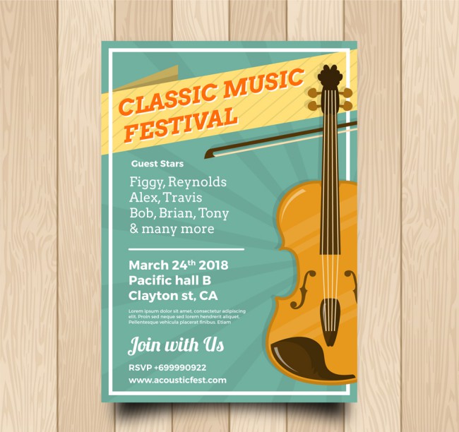 创意古典音乐节海报矢量素材16素材网精选