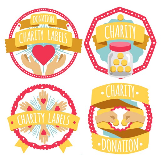 4款创意慈善活动标签矢量素材素材