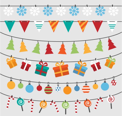 6款卡通圣诞挂旗矢量素材16设计网精选