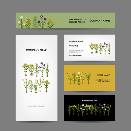5款花卉装饰企业卡片矢量素材素材