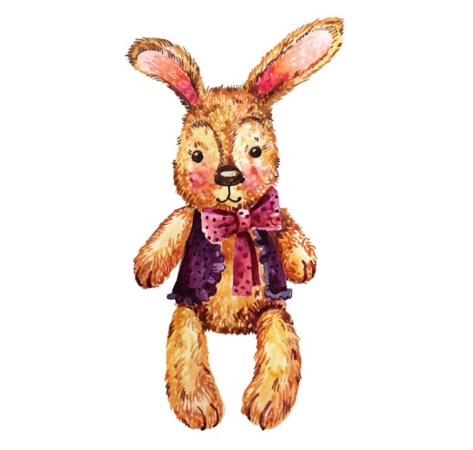 可爱水彩绘兔子玩偶矢量素材16素材网精选