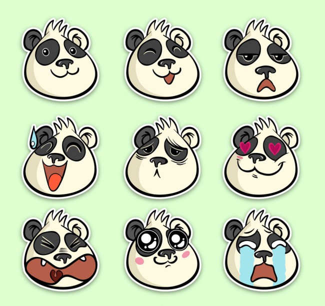 9款创意熊猫表情贴纸矢量素材16图库网精选