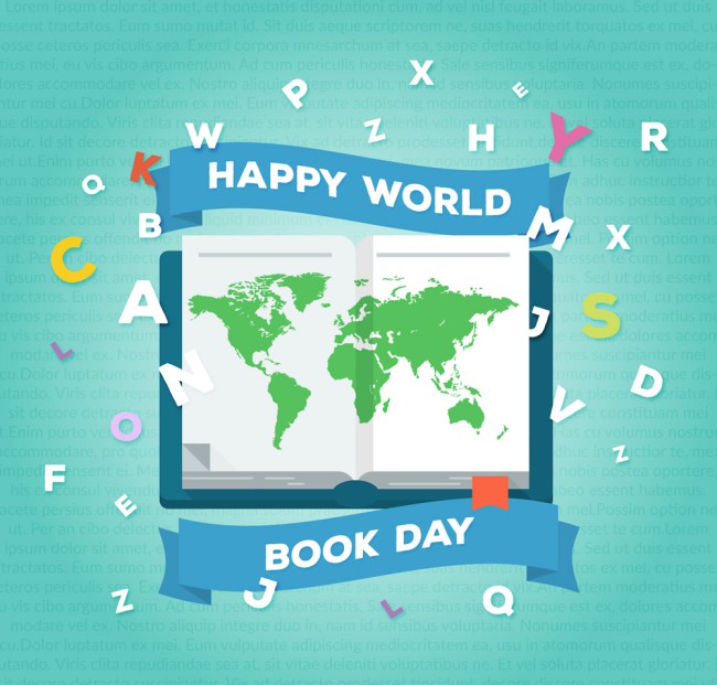 创意书中的地图页世界图书与版权日