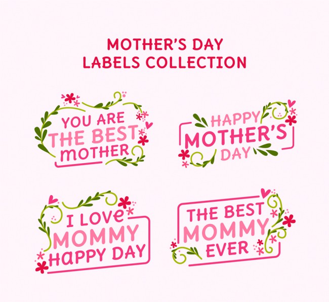 4款粉色母亲节标签矢量素材16图库网精选