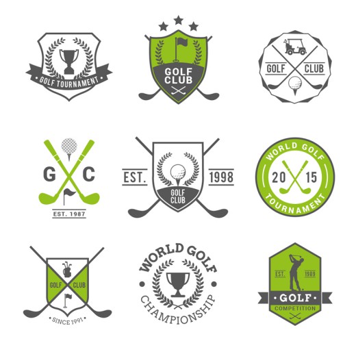 9款高尔夫俱乐部标签标志矢量图普