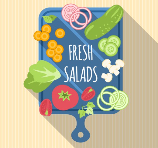 新鲜沙拉蔬菜食材矢量素材16素材网精选