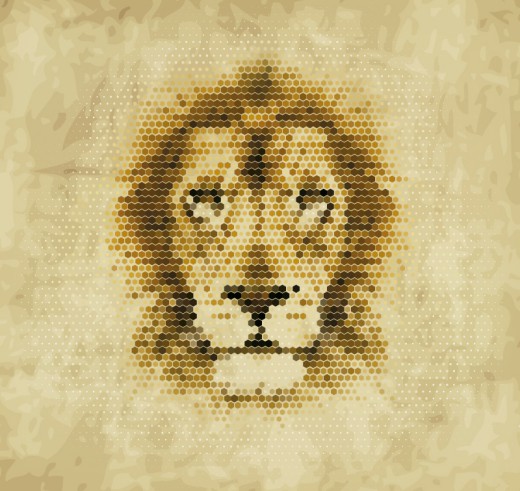 创意狮子像素头像矢量素材16素材网精选