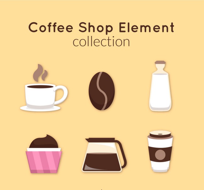 6款创意咖啡元素图标矢量素材普贤居素材网精选