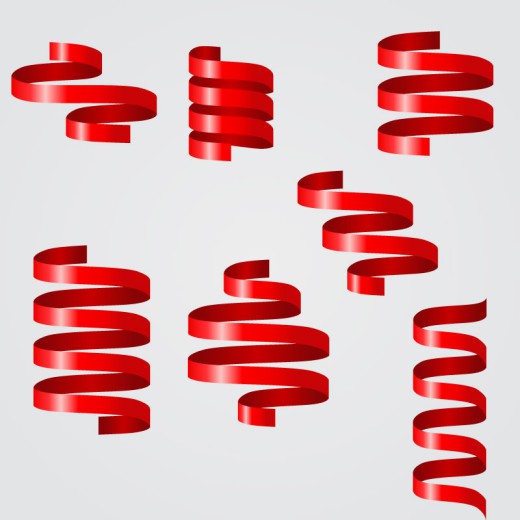 7款红色螺旋丝带矢量素材普贤居素材网精选