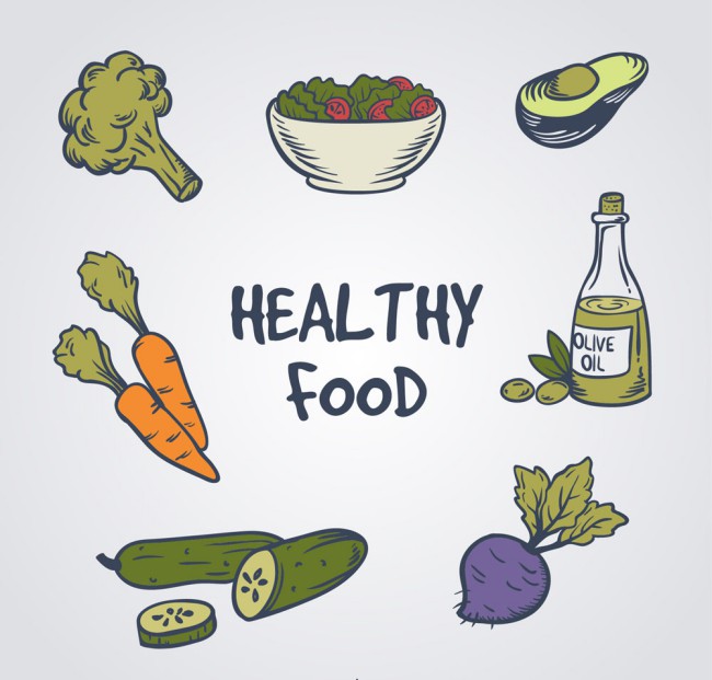 7款彩绘健康食物矢量素材16图库网精选