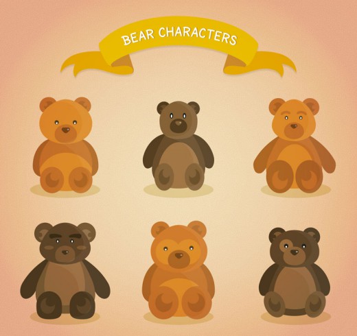 6款可爱泰迪熊矢量素材素材中国网精选