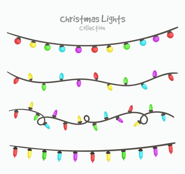 4款彩色圣诞节彩灯串矢量素材16图库网精选