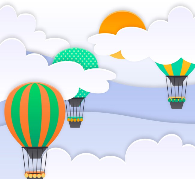 彩色天空中的热气球剪贴画矢量图普贤居素材网精选