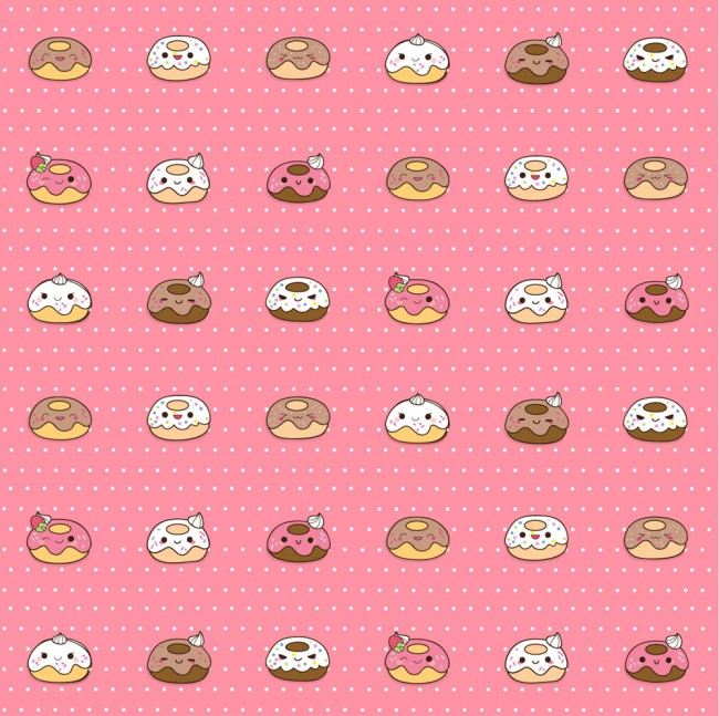 可爱表情甜甜圈无缝背景矢量素材16图库网精选