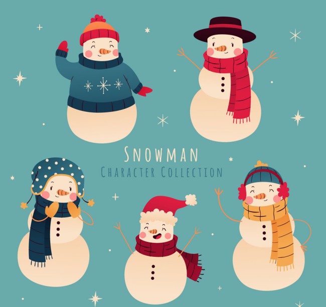 5款可爱冬季雪人矢量素材素材中国网精选