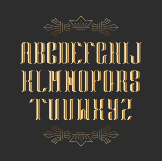 26个金色复古字母矢量素材16设计网