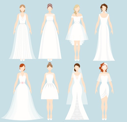 8款穿白色婚纱的女子矢量素材16图库网精选