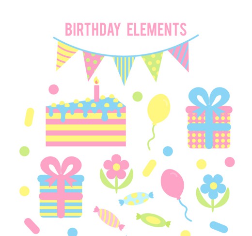 10款彩色生日派对元素矢量素材16素材网精选
