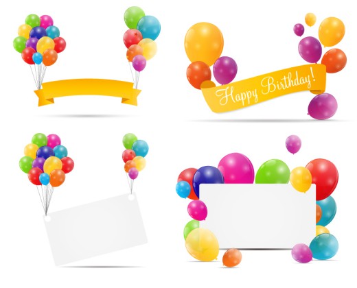 4款彩色节日气球装饰标签矢量素材普贤居素材网精选