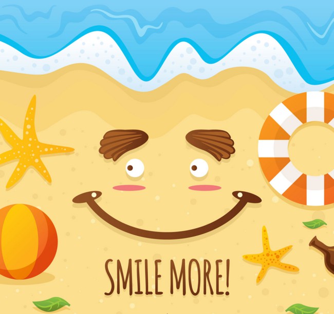 创意夏季沙滩笑脸矢量素材16图库网精选