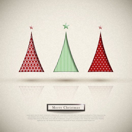 复古三角圣诞树背景矢量素材普贤居