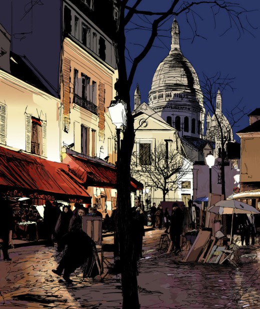 手绘欧洲城市街景矢量素材16素材网精选