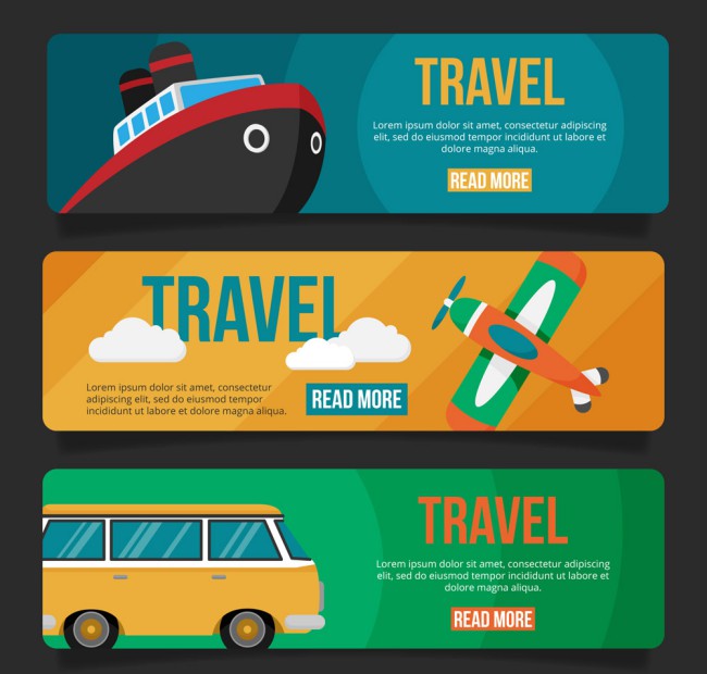 3款创意旅行工具banner矢量素材16设计网精选